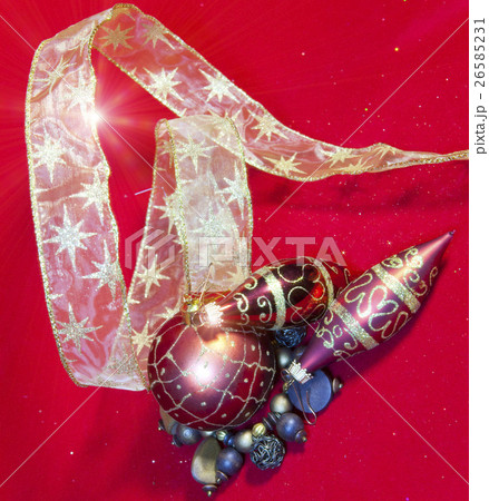 New Year's composition on a red background - ball  26585231