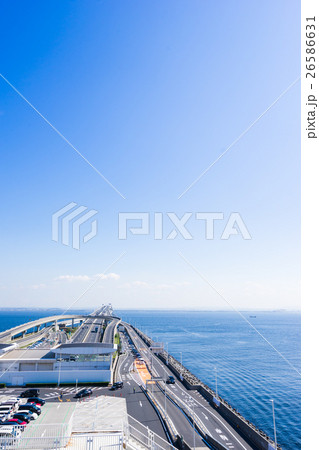 Panoramic bird eye view of highway, sea in Japan 26586631