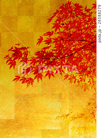 紅葉と金屏風 和風背景 シリーズ のイラスト素材
