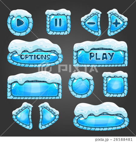 Winter light blue buttons with snow Winter light blue buttons with snow 26588481