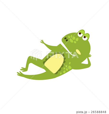 Frog Laying Down Preaching Flat Cartoon Green 26588848