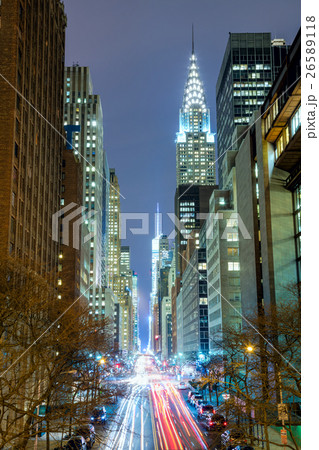 New York City at night - 42nd Street with traffic New York City at night - 42nd Street with traffic 26589118