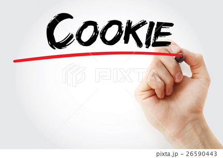 Hand writing Cookie with marker 26590443