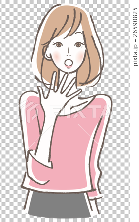 女性　驚く 26590825