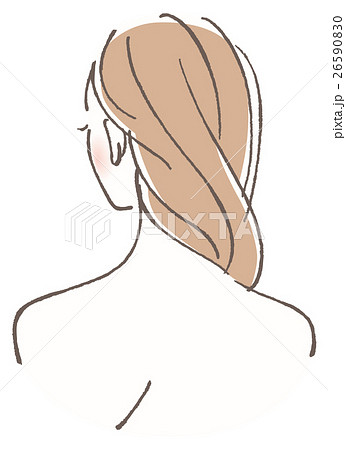 女性 後ろ姿 ロングヘアのイラスト素材