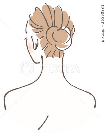 女性 後ろ姿 まとめ髪のイラスト素材 26590831 Pixta