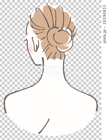 女性 後ろ姿 まとめ髪のイラスト素材