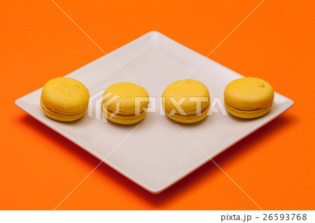 Traditional french colorful macarons on the plate Traditional french colorful macarons on the plate 26593768