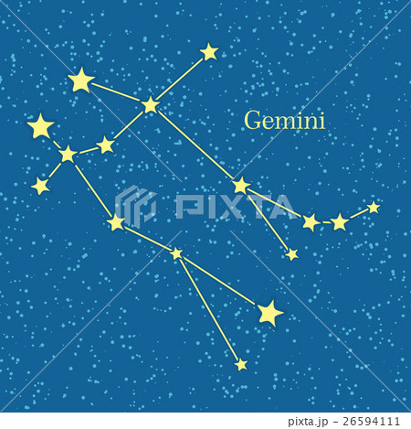 Night Sky with Gemini Constellation Illustration 26594111