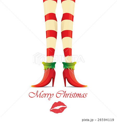 vector christmas card with with elf girls legs 26594119