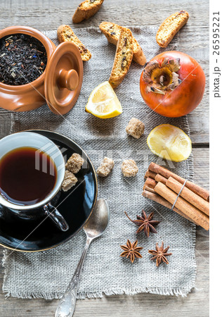 Fruit tea with spices and cookies Fruit tea with spices and cookies 26595221
