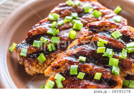 Grilled pork steaks on the plate Grilled pork steaks on the plate 26595278