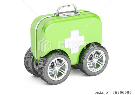 First Aid Kit on Wheels. First Aid concept 26596699