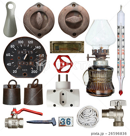 Objects and tools on white background Objects and tools on white background 26596836