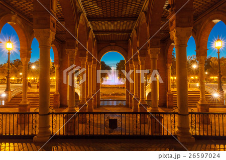 Plaza de Espana at night in Seville, Spain 26597024