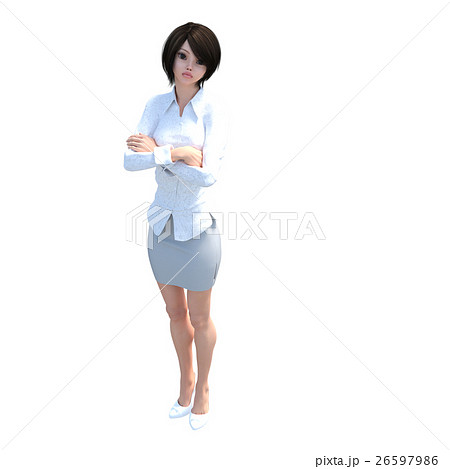腕組みする白いシャツの女性 ビジネスウーマン Perming3dcgイラスト素材のイラスト素材
