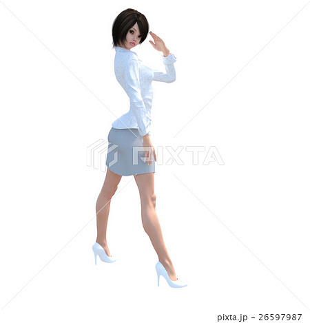 敬礼する白いシャツの女性 ビジネスウーマン Perming3dcgイラスト素材のイラスト素材