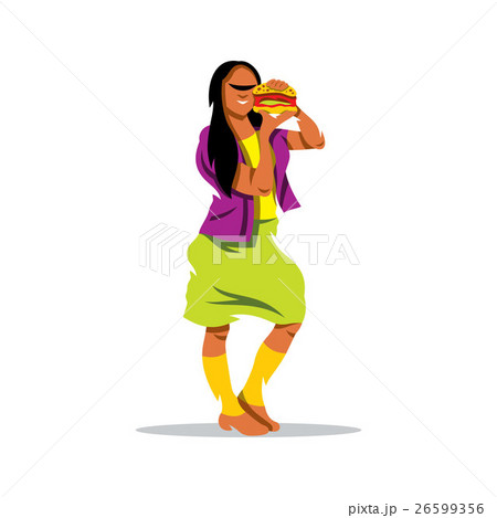 Vector Hungry Woman Cartoon Illustration. 26599356