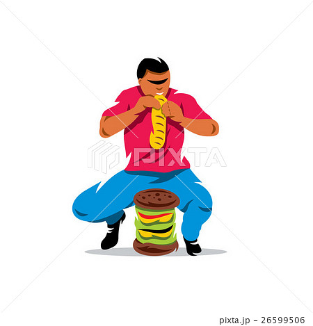 Vector Athlete on fast food eating Vector Athlete on fast food eating 26599506