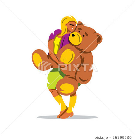 Vector Woman with Teddy Bear Cartoon Illustration. Vector Woman with Teddy Bear Cartoon Illustration. 26599530