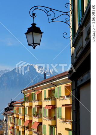View of French Alps over Geneva Lake in Montreux 26609230