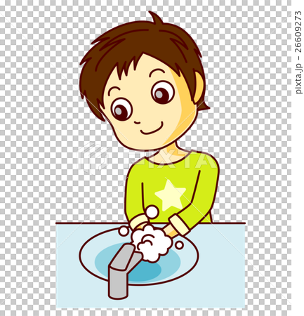 風邪予防で　手を洗う子供 26609273