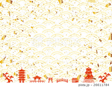 金箔　青海波背景 26611784