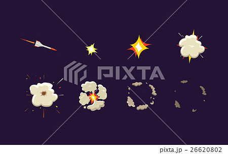 Explode effect animation with smoke. Rocket strike 26620802