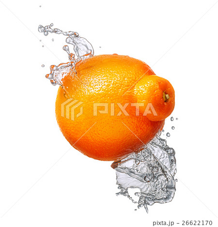 Water splash with mandarin isolated 26622170