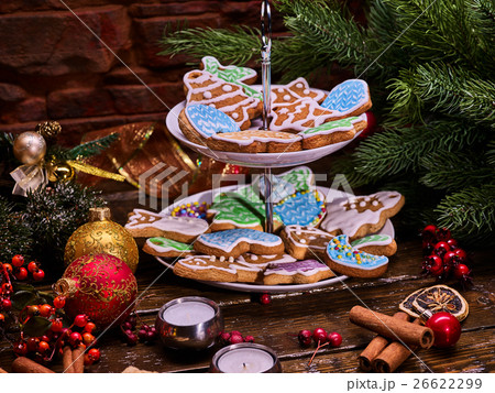 Christmas gingerbread cookies on Tiered Cookie Christmas gingerbread cookies on Tiered Cookie 26622299