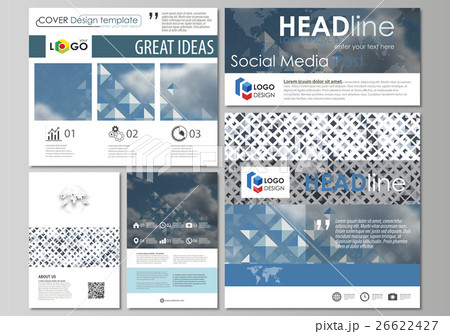 Social media posts set. Business templates. Flat 26622427