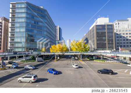 名古屋市・丸の内・都市風景　桜通り　日銀前交差点より名古屋駅中心部を望む 26623545