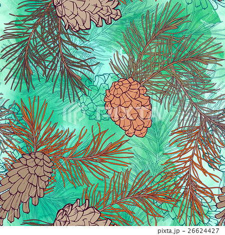 Hand-Drawn seamless pattern with pine cones Hand-Drawn seamless pattern with pine cones 26624427