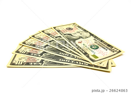 Close up of ten dollar isolate on white Close up of ten dollar isolate on white 26624863