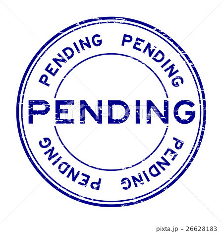 Grunge blue pending round rubber stamp 26628183