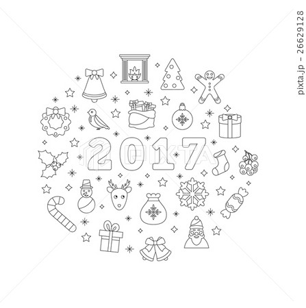 Christmas Flat Icons Drawing Lines on White 26629128