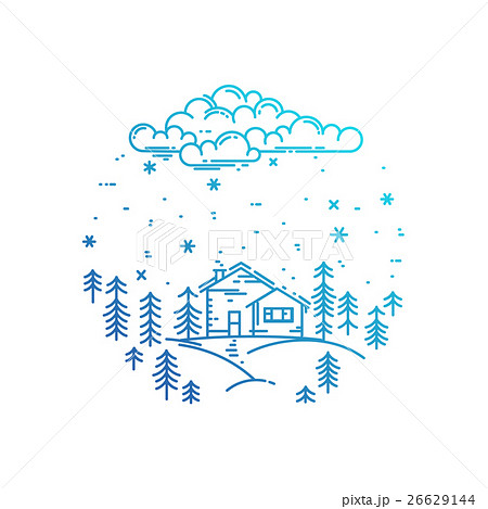 Blue winter landscape in round composition. 26629144
