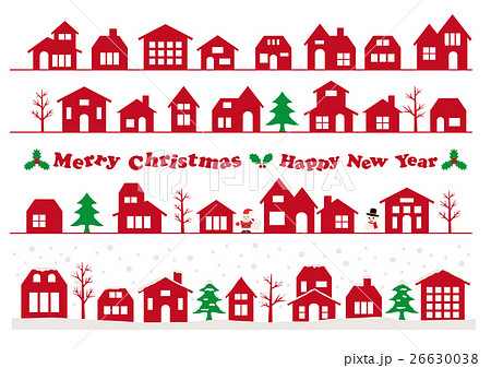 クリスマスの街並み ライン素材セットのイラスト素材 26630038 Pixta