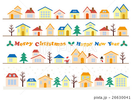 クリスマスの街並み ライン素材セットのイラスト素材 26630041 Pixta