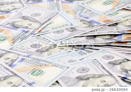 The hundred dollar banknotes as background 26630094