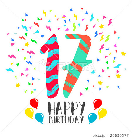 Happy Birthday for 17 year party invitation card 26630577