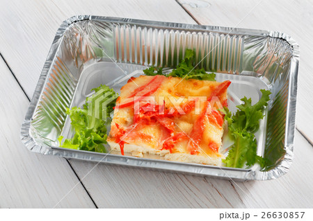 Healthy food in boxes, diet concept. Omelette 26630857