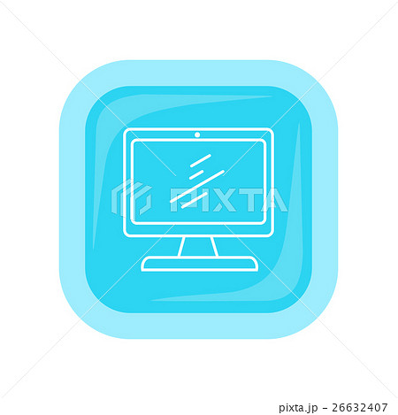 Desktop Computer Icon Button Isolated on White 26632407