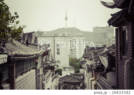 Bukchon Hanok Village in Seoul, South Korea. Bukchon Hanok Village in Seoul, South Korea. 26633382