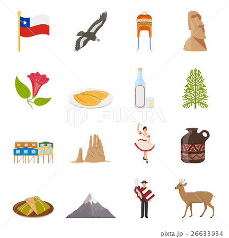 Chile Flat Colored Icons 26633934