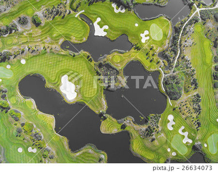 Aerial view over golf field in Poland. Summer time Aerial view over golf field in Poland. Summer time 26634073