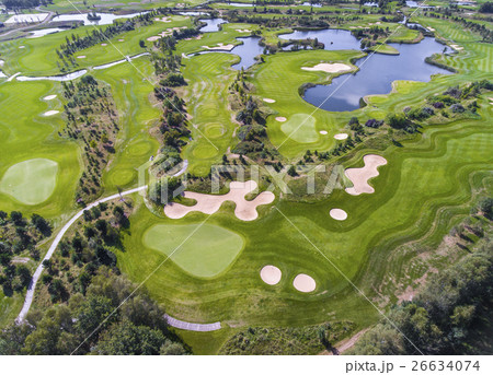 Aerial view over golf field in Poland. Summer time 26634074