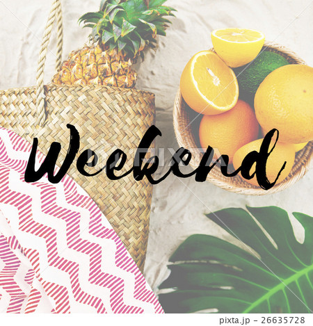 Summer Break Lifestyle Oranges Vacation Words Concept 26635728