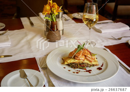 Traditional Peruvian Fish Trucha in Restaurant 26637687