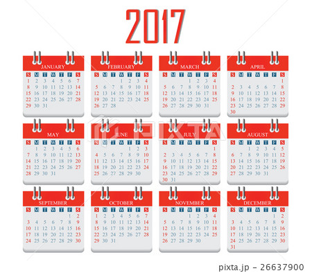 2017 Calendar on isolated on White Background. 26637900